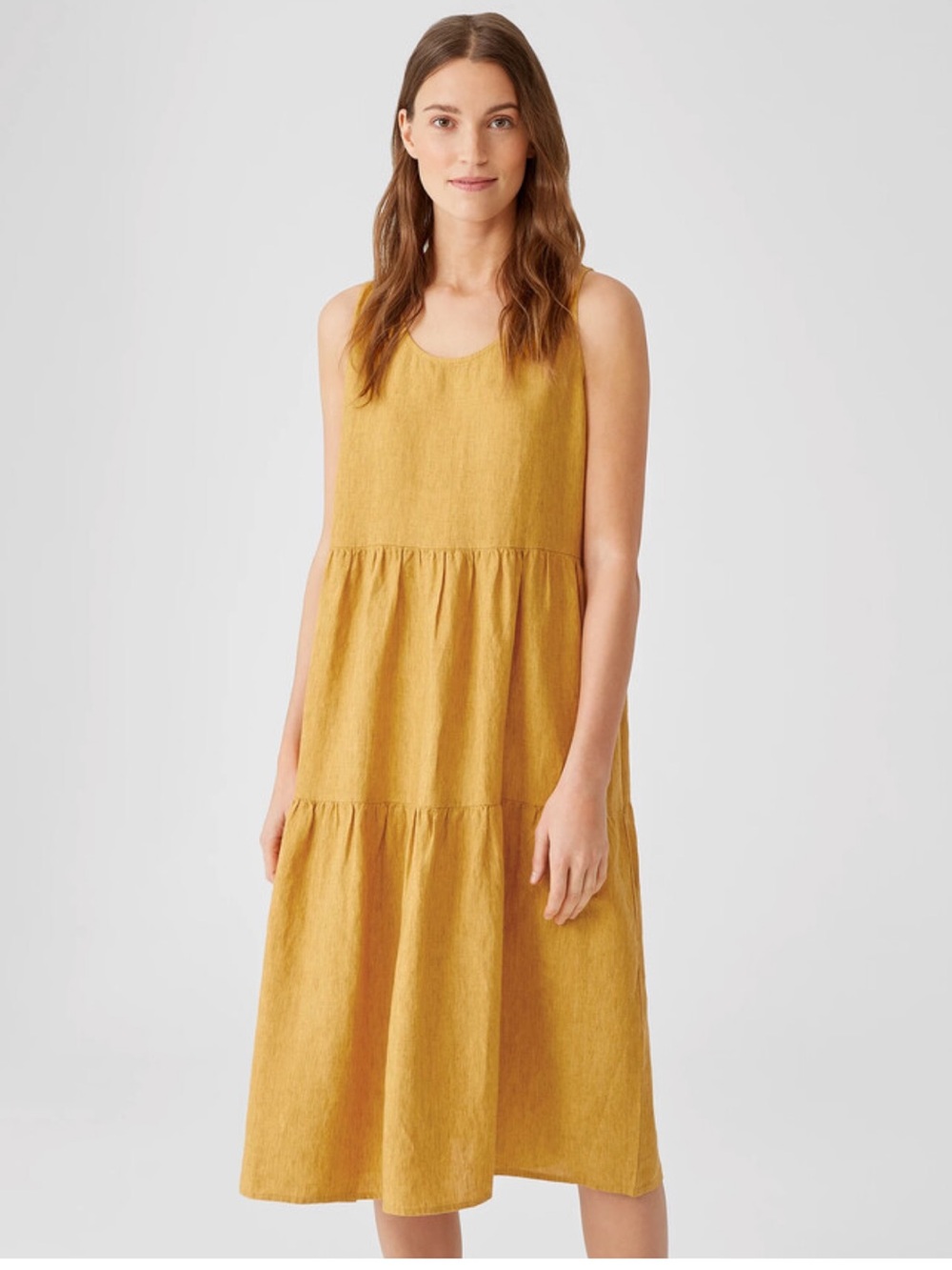 Eileen Fisher Washed Organic Linen Tiered Dress